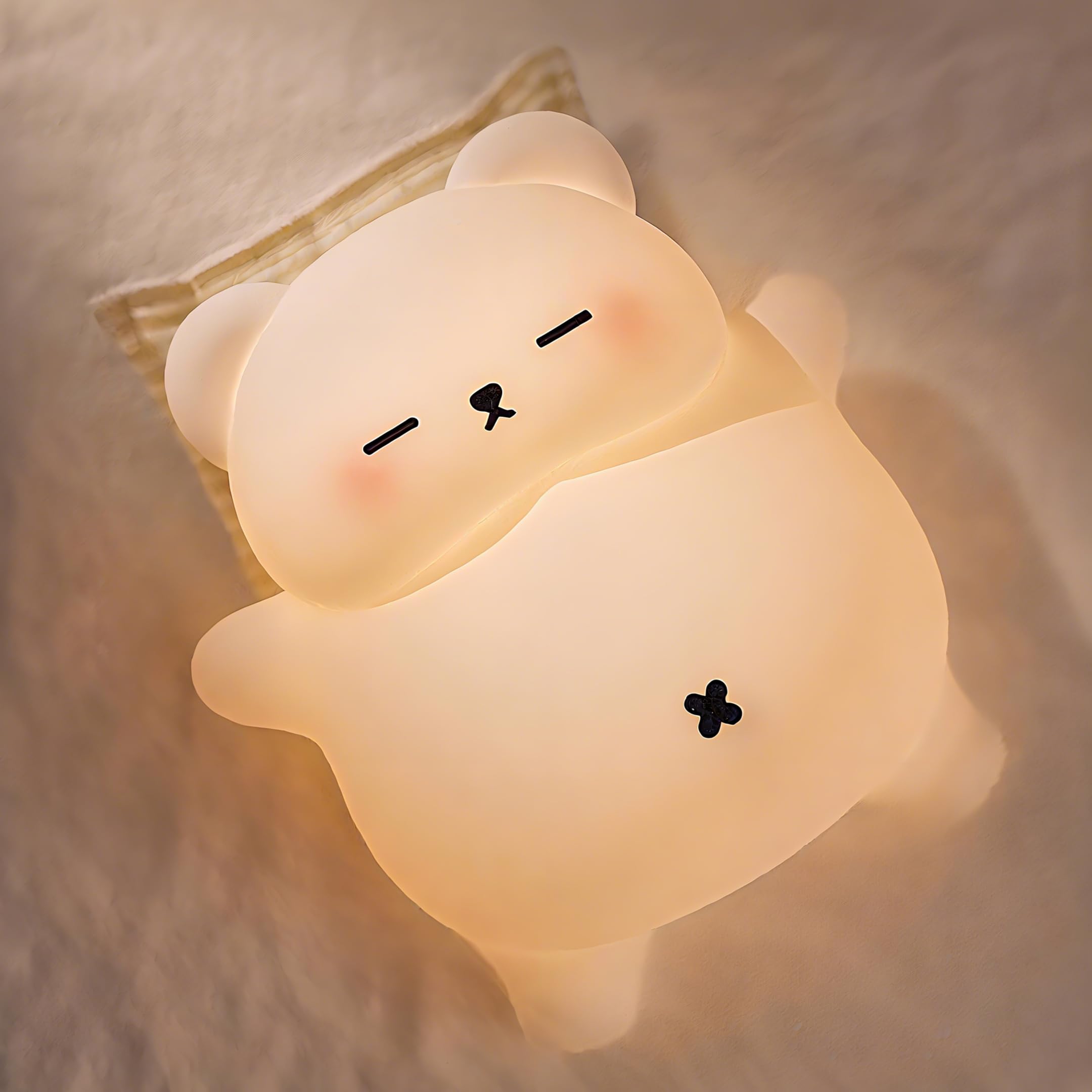 Sleepy Snoring Bear Night Light Novelty Nursery Nightlight For Kids  Dimmable/Timer/Rechargeable Usb-C  Food-Grade Silicone Led Squishy Animal Bedside Lamp Funny Gifts For Boys Girls Baby Room Decor
