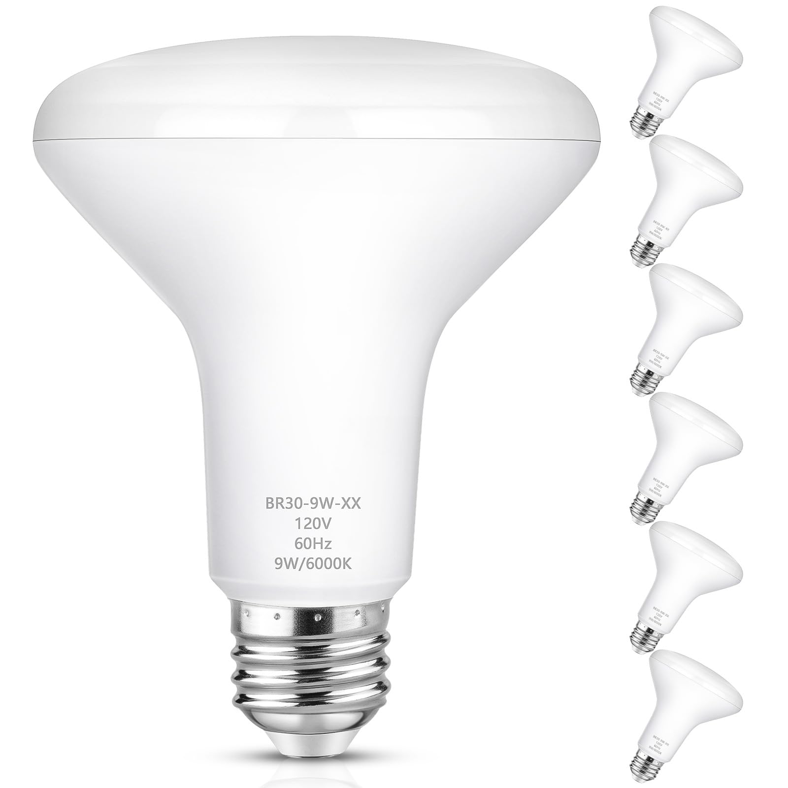 Maylaywood Br30 Led Light Bulbs Indoor Flood Light, 90W Equivalent, Dimmable, Cool White 6000K, 950Lm, E26 Base, 9W Led Recessed