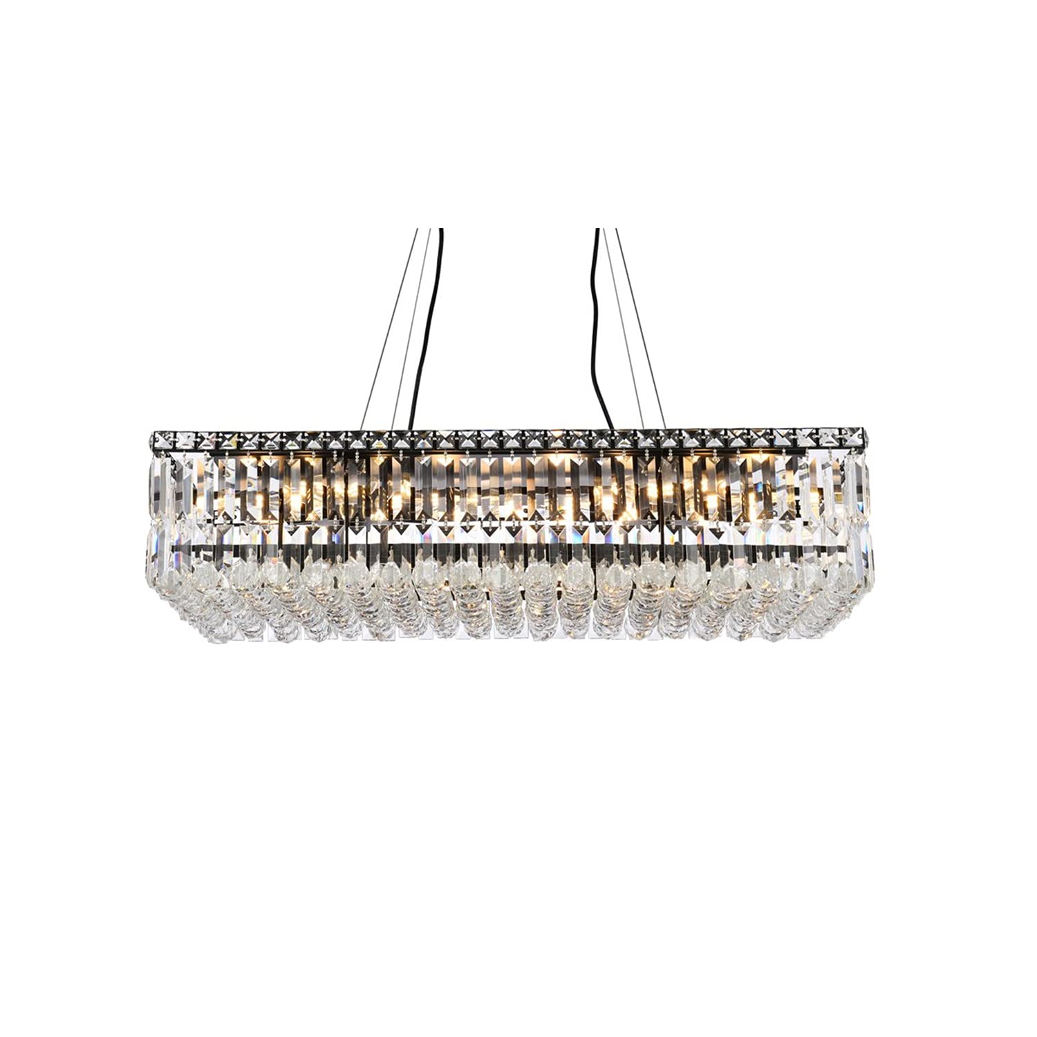 Elegant Lighting Maxime 32&quot; Black Metal & Crystal Chandelier - Modern Home Decor