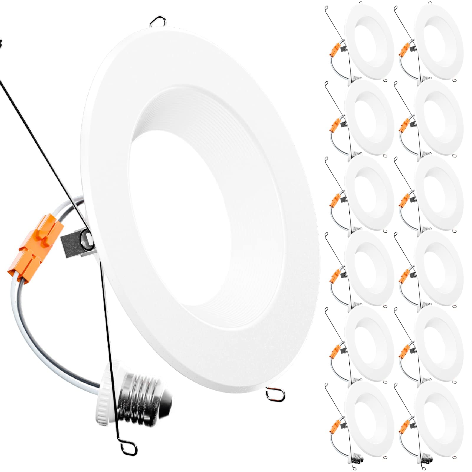 Sunco 12 Pack Retrofit Led Recessed Lighting 6 Inch, 3000K Warm White, Dimmable Can Lights, Baffle Trim, 13W=75W, 1050 Lm, Damp Rated - Etl