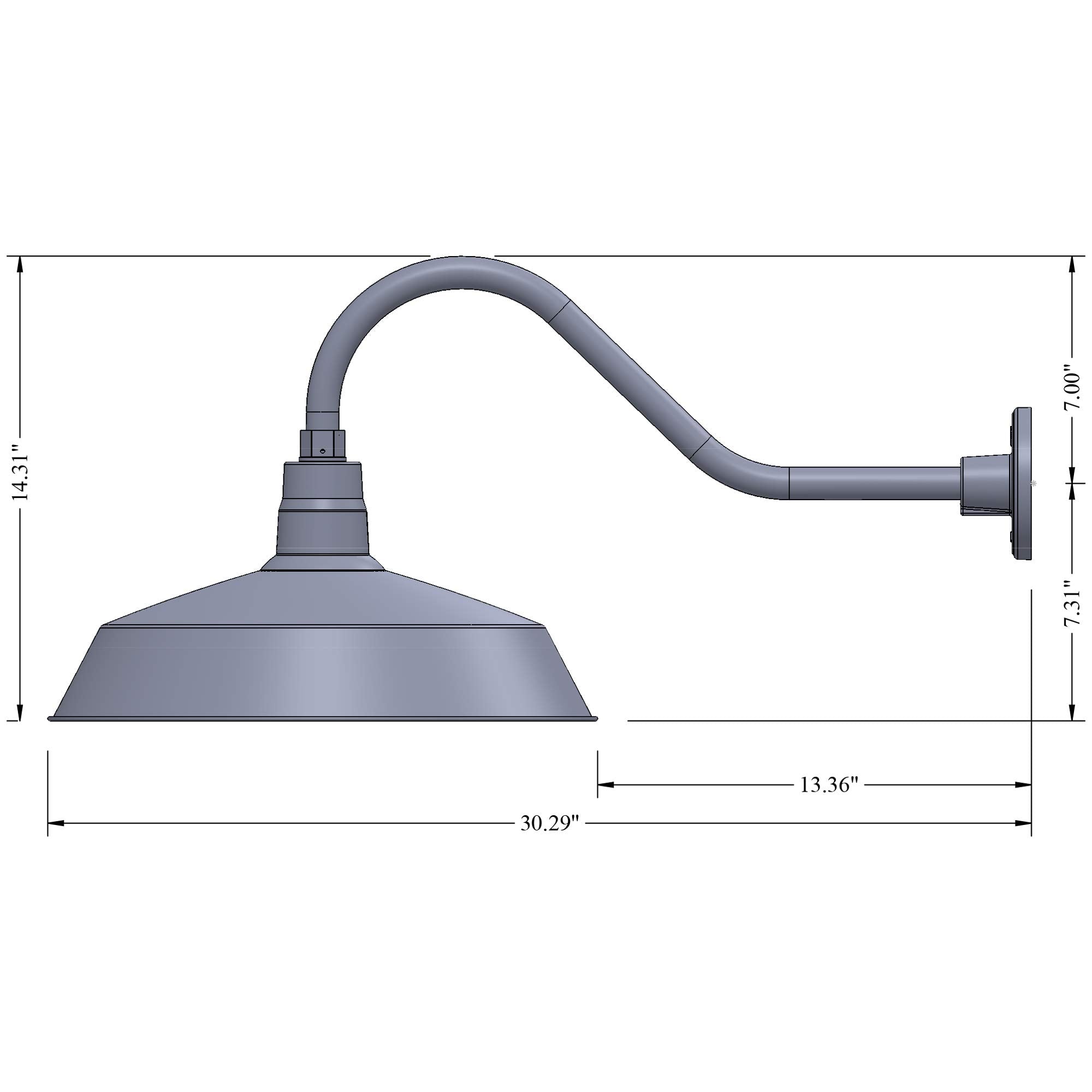HTM LIGHTING SOLUTIONS Gooseneck Barn Light Fixture - 22in. Extension Arm, 17in. Shade, Architectural Bronze, Alloy Steel, UL Listed, 9W LED