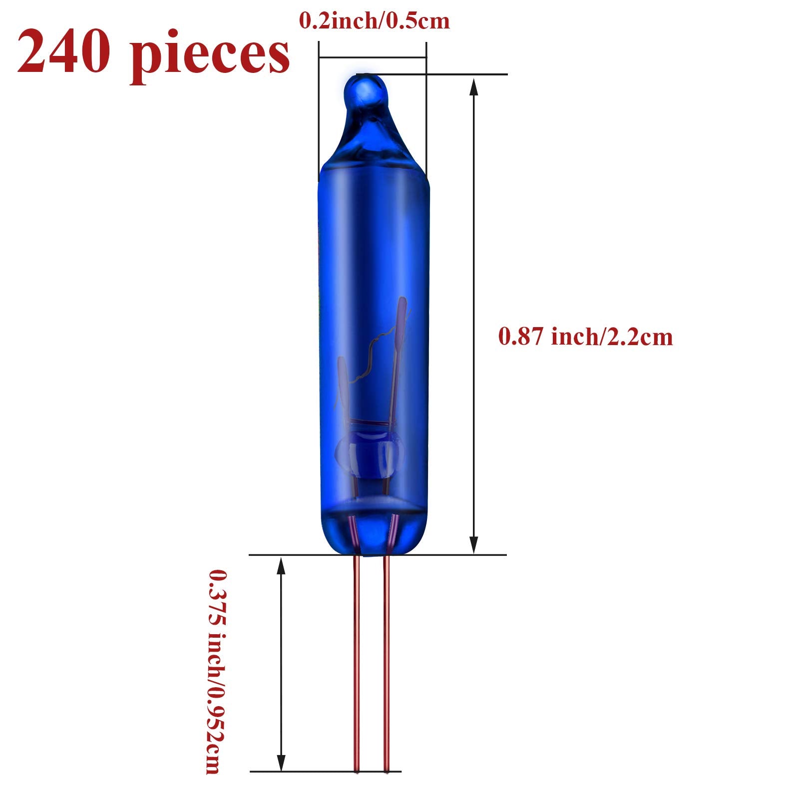 Ruisita 240 Pieces Multi Color Mini Christmas 2.5 Volt Replacement Light Bulbs for Christmas Trees Decorations