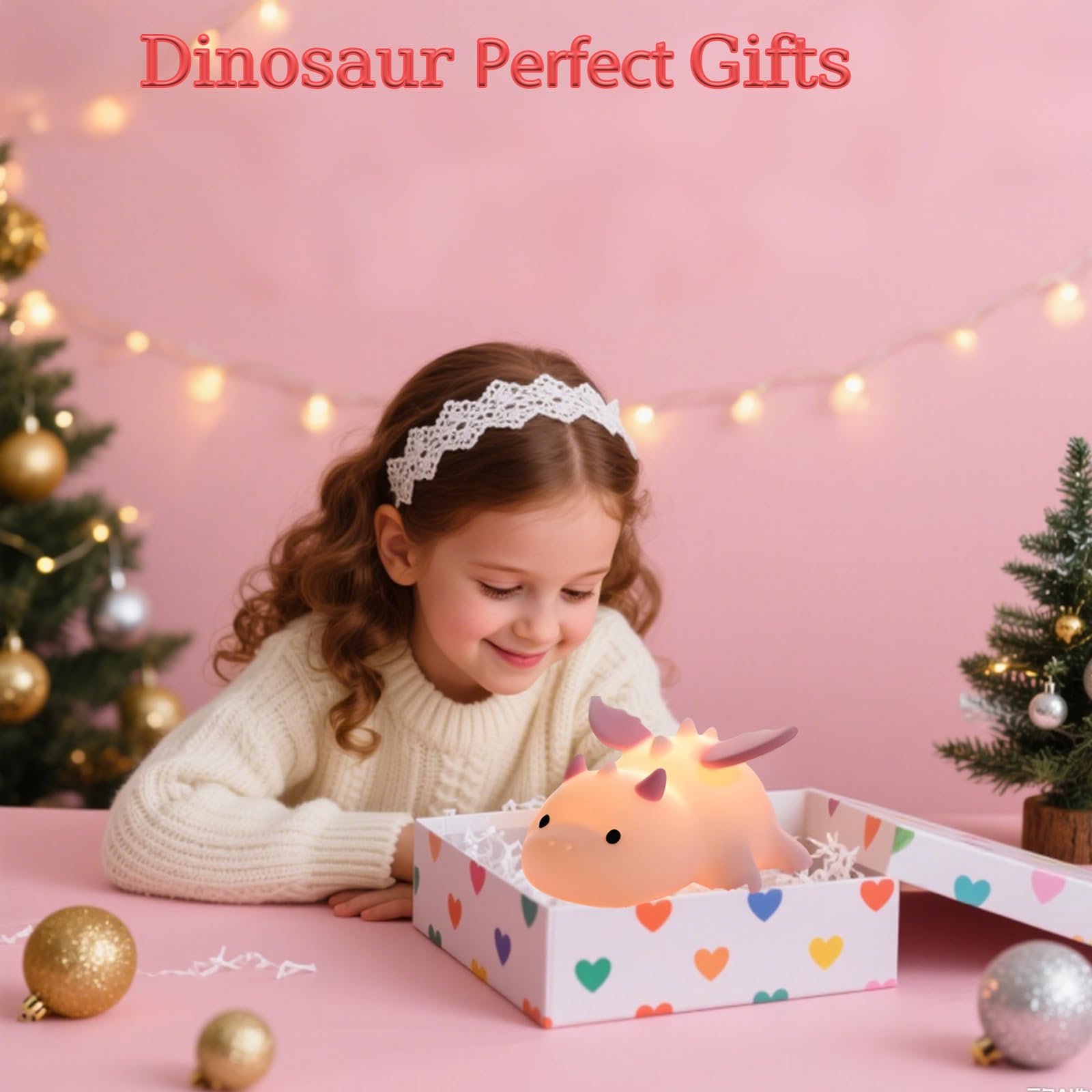 Gusweet Cute Dragon Night Light, Dimmable Silicone Lamp, 7 Colors, Rechargeable, Pink, Model: Axolotl