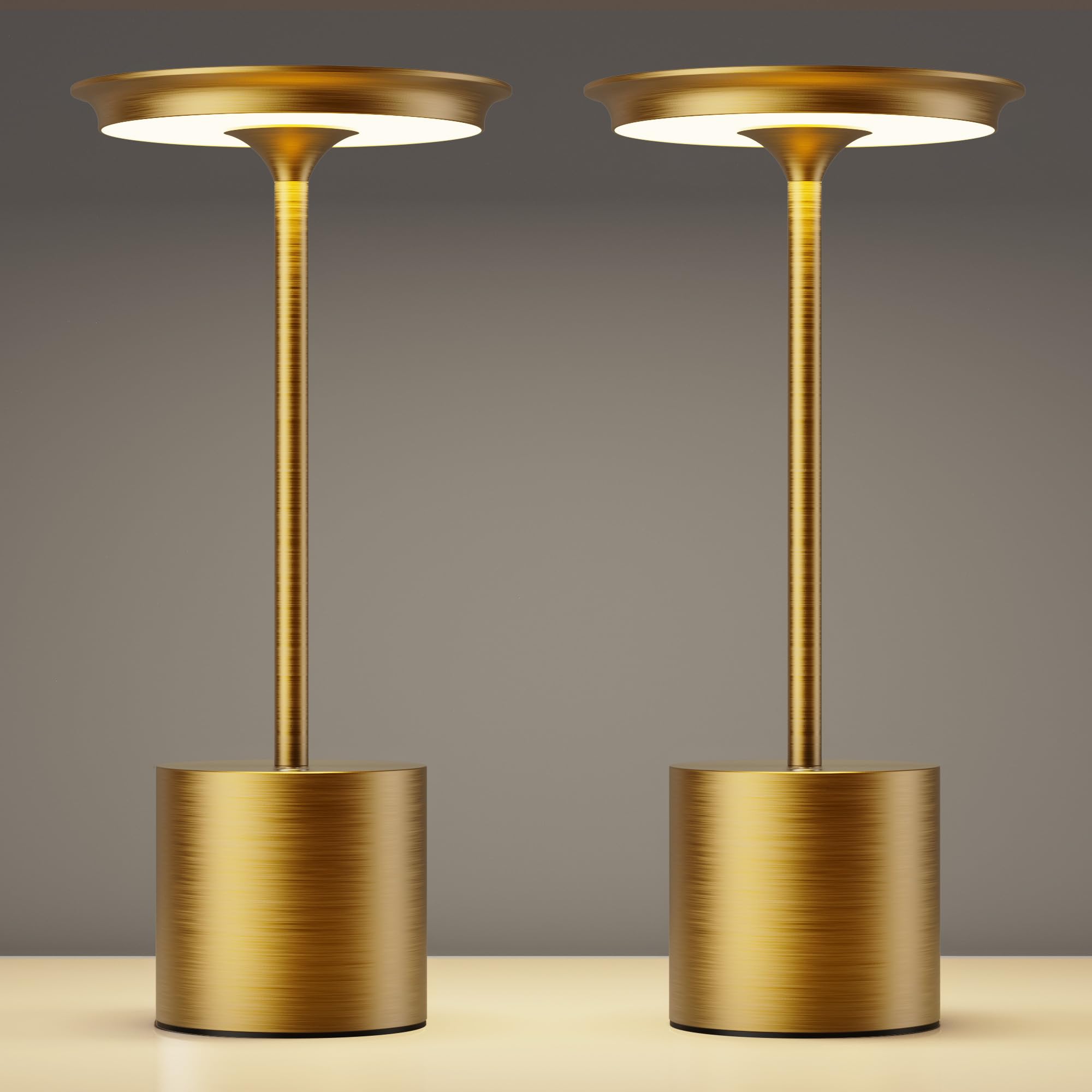 Sikevht 2Pack Cordless Table Lamp,Rechargeable 6000Mah Battery Operated Portable Table Light, 3 Color Stepless Dimmable Battery