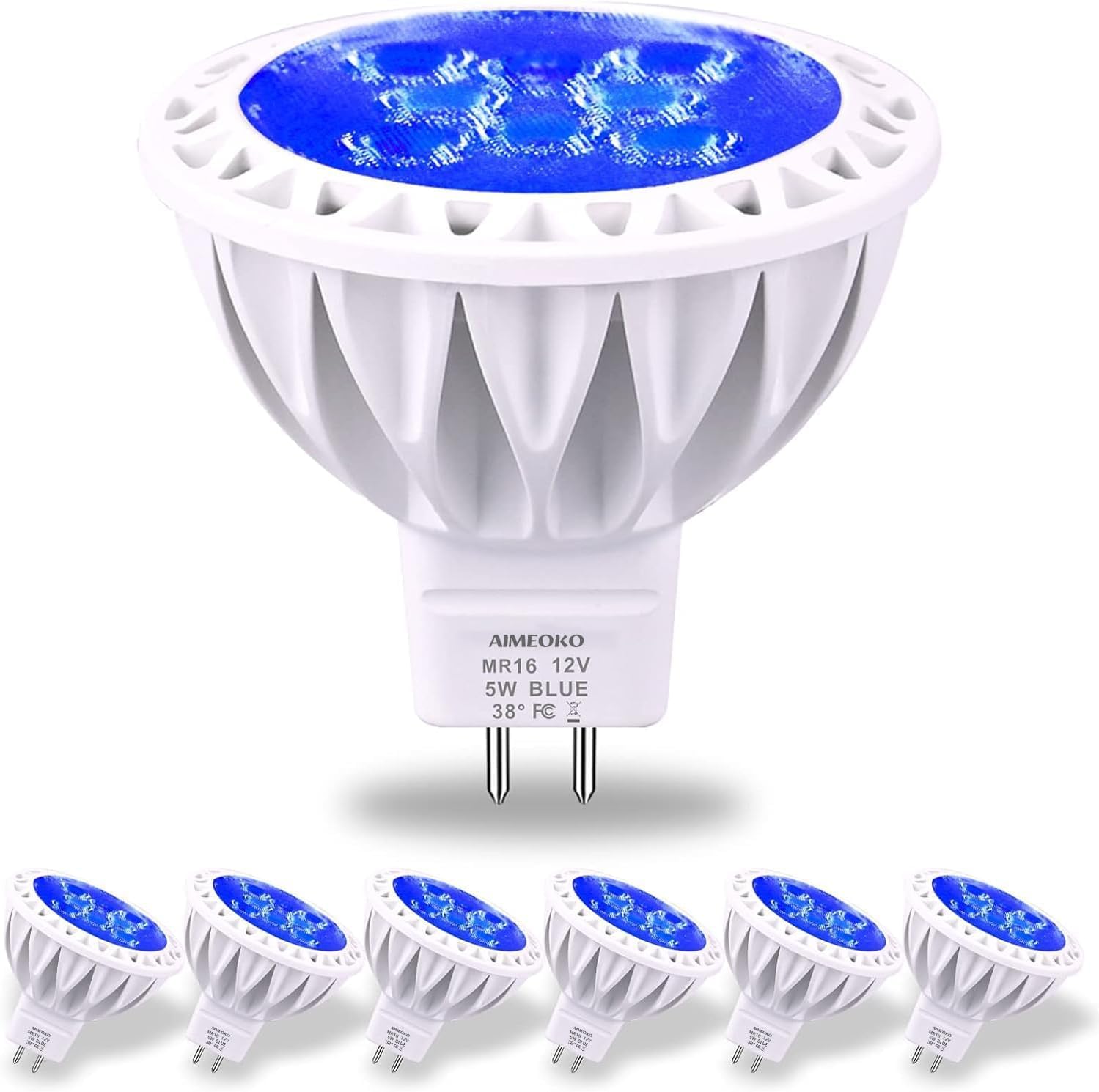 Aimeoko Mr16 Led Bulb Light Bulbs 6 Pack, 5W (50W Halogen Equivalent) Gu5.3 Base 12V Spotlight 38 Deg For Landscape Yard Garden 