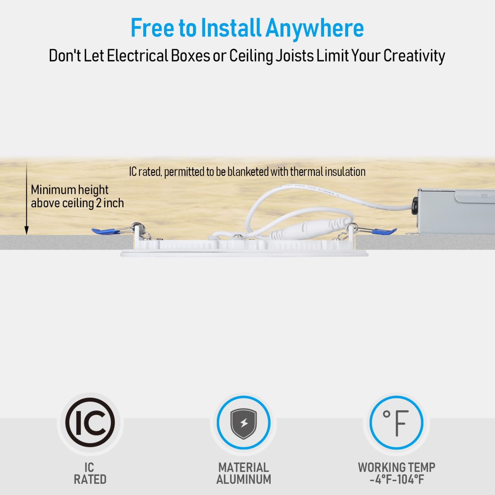 Torchstar Basic Series 12-Pack 6 Inch Ultra-Thin Led Recessed Lighting With Junction Box, Aluminum, 2700K Soft White, 5%-100% Di