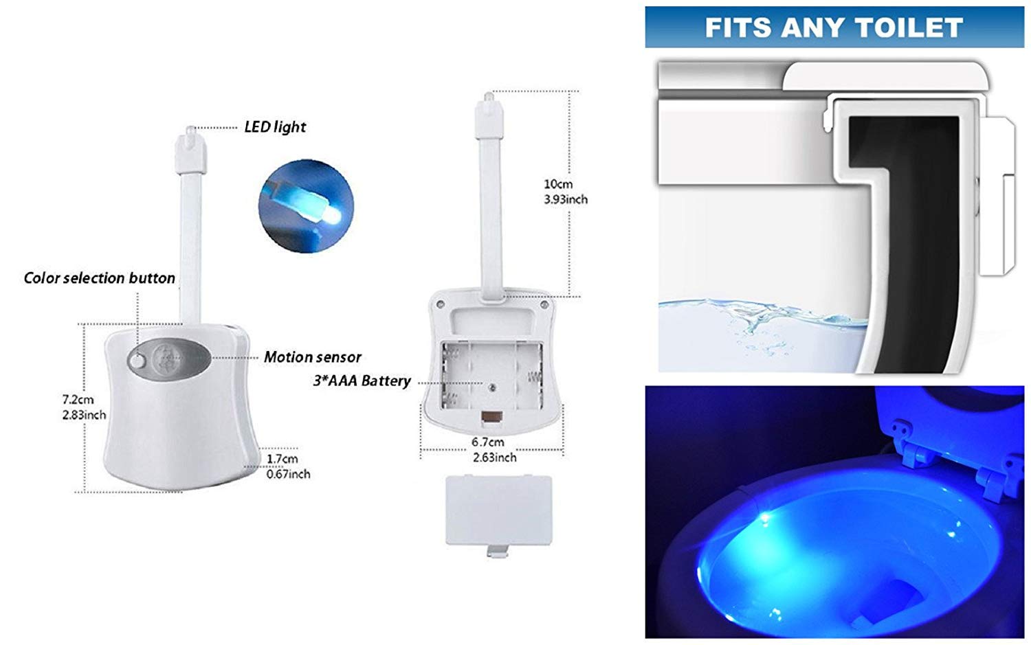 ZEZHOU Toilet Night Light - Motion Sensor LED with 9 Colors, ABS Plastic, Model Z-TL, Fun Bathroom Gadget for Kids & Adults