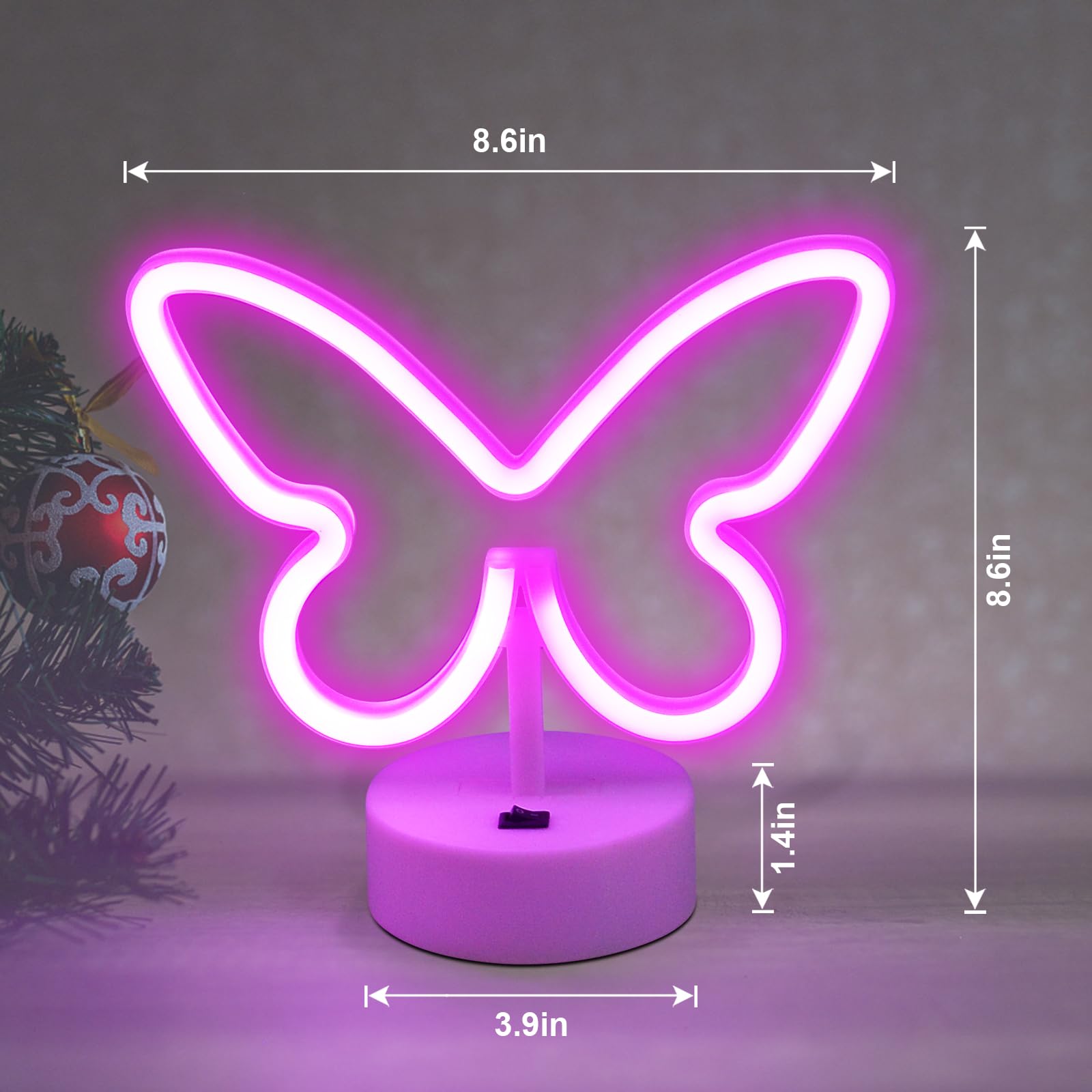 BRIGHTDECK LED Butterfly Neon Sign, Pink & Blue, Battery/USB Powered, Home Decor for Valentines Day, Wedding, Party, Model 001