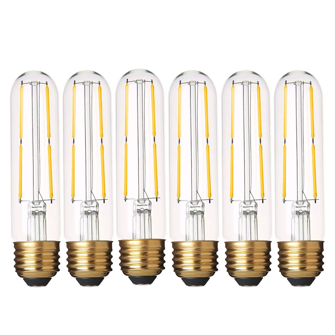 Yfxrlight Dimmable 4W Edison Led Tubular Bulb T10, Daylight White 4000K, Vintage Led Filament Light Bulb, E26 Medium Base, 40 Wa