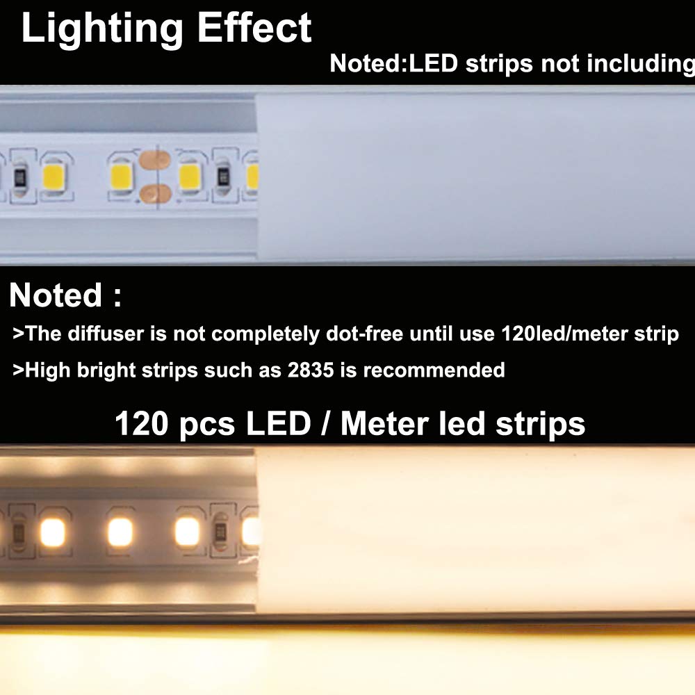 hunhun 20-Pack V Shape LED Aluminum Channel, 3.3ft, Silver, Includes Milky Cover, End Caps & Mounting Clips, Model CH-01-6