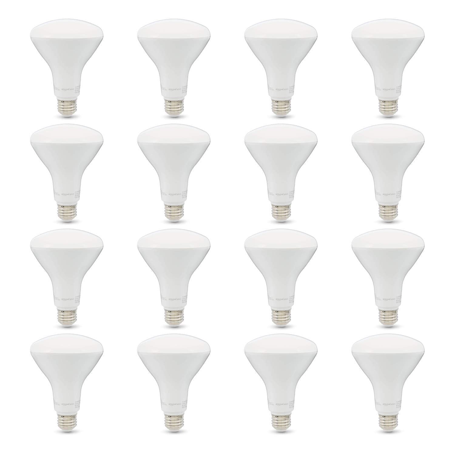 large online retailer Basics BR30 LED Light Bulb, 65W Equivalent, Dimmable, Soft White 2700K, 11W, 16-Pack, E26 Standard Base