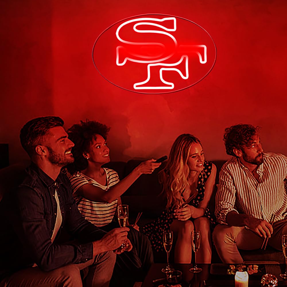 Football Neon Sign For Wall Decor Football Team Neon Sign For Man Cave Or Garage Decor Birthday Gifts For Men Red Led Light For Bedroom Bar Dorm Party Game Room Size 16.1 * 10.4In(Zyld056)
