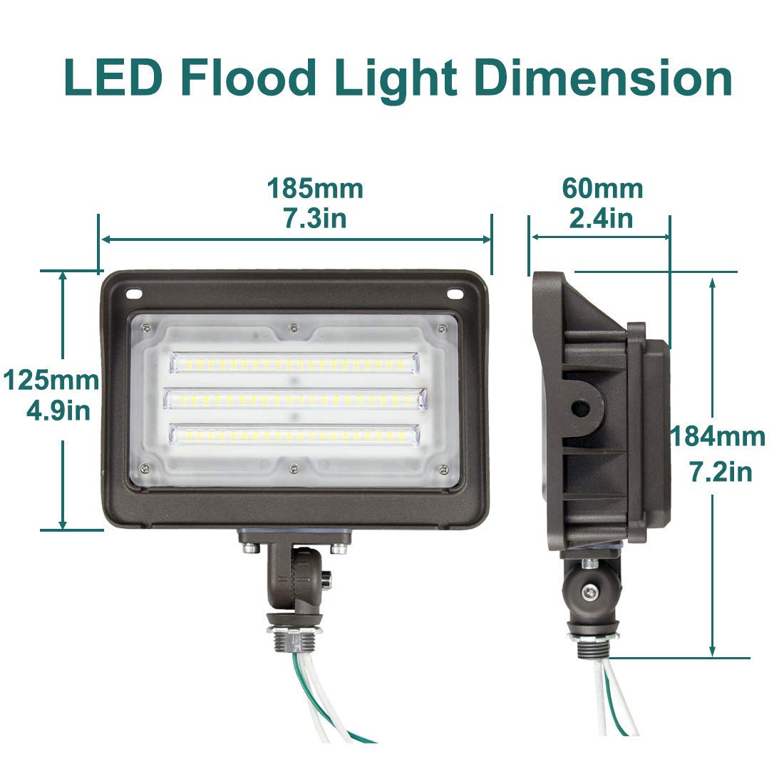 Kadision Led Flood Light 50W, Dusk-To-Dawn Photocell, 5000K 6500Lm 100-277Vac, 180-Degree Adjustable Knuckle, Waterproof Outdoor