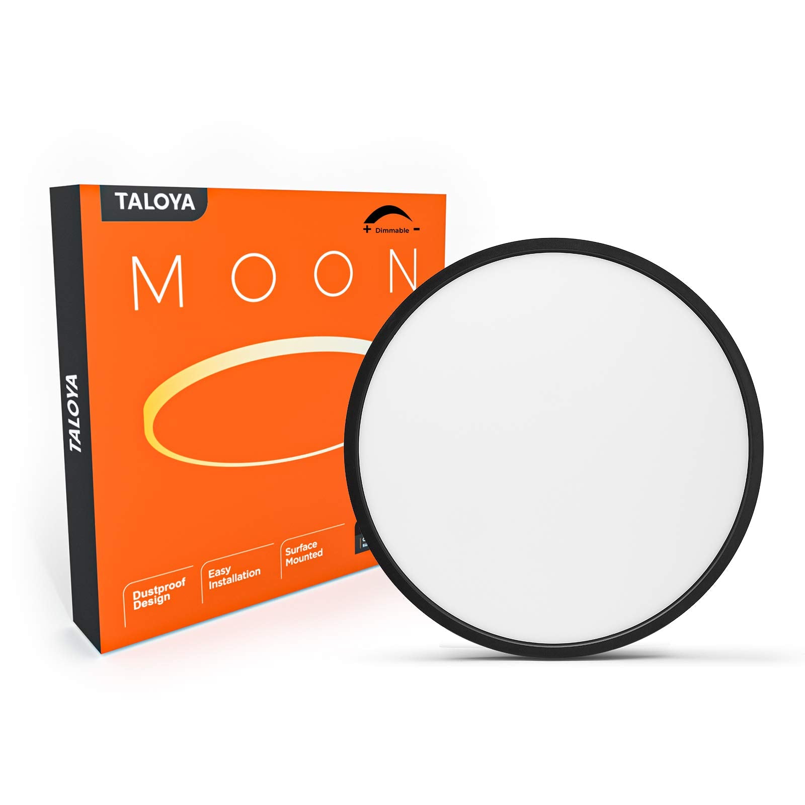 TALOYA Upgraded Flush Mount LED Ceiling Light Fixture Dimmable 3 Color in One(3000K/4000K/6500K) Black 12inch 20W=200W for Laund