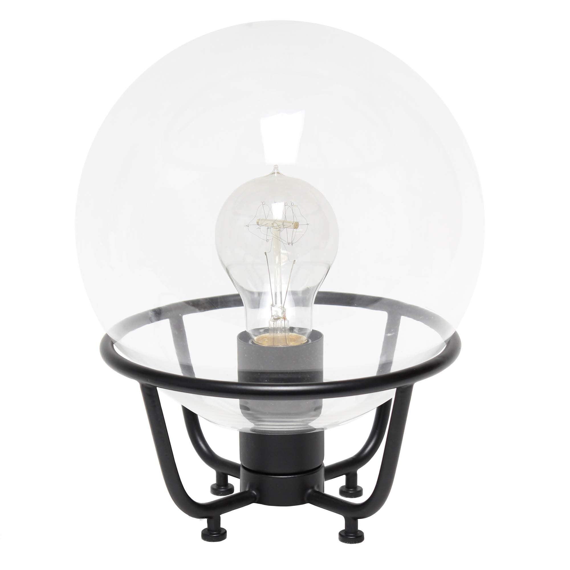 LALIA HOME Old World Globe Table Lamp, Matte Black, Metal, 7.75inx7.75inx10in, Model LHT-5032