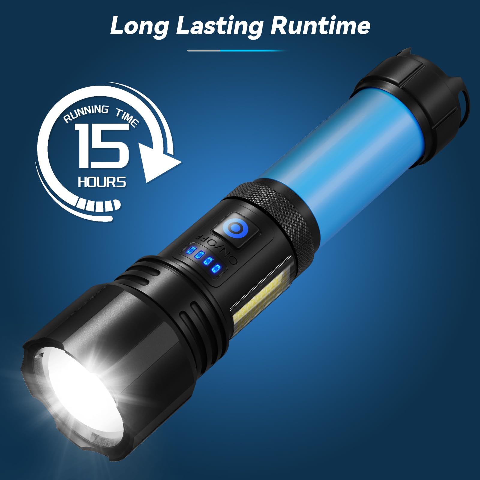 Sigoobal Rechargeable Flashlight 900000 Lumens, 7 Modes, IPX6 Waterproof, 2 Pack, Medium, Black