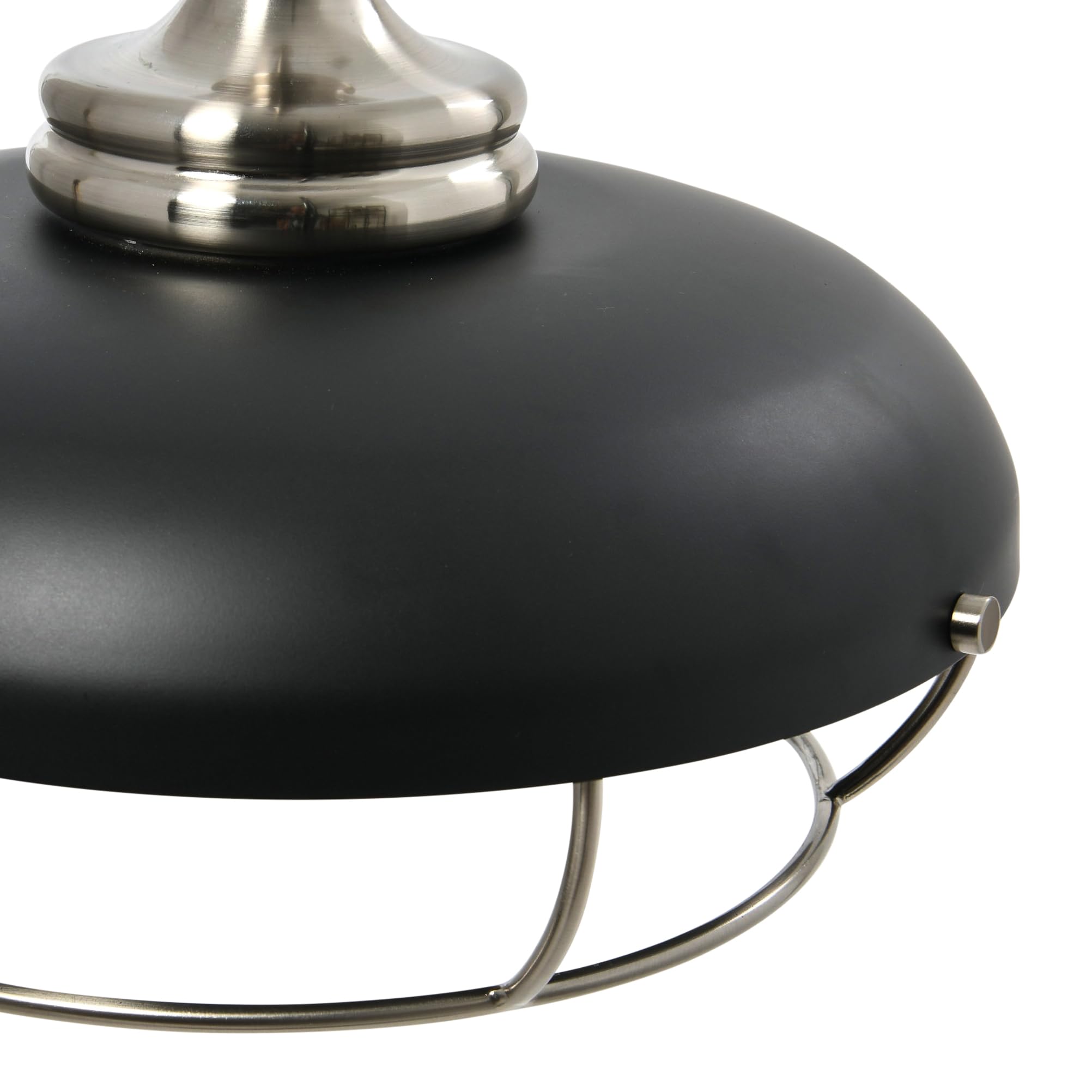 Robert Stevenson Lighting Presley - Caged Dome Metal Ceiling Light, Brushed Nickel And Matte Black
