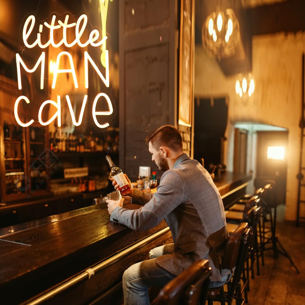 Little Man Cave Neon Sign  Decorative Neon Lights For KidS Room Play Room Wall Decor Neon Light Sign  Christmas Birthday KidS Gift Thanksgiving Gift(Warm White)