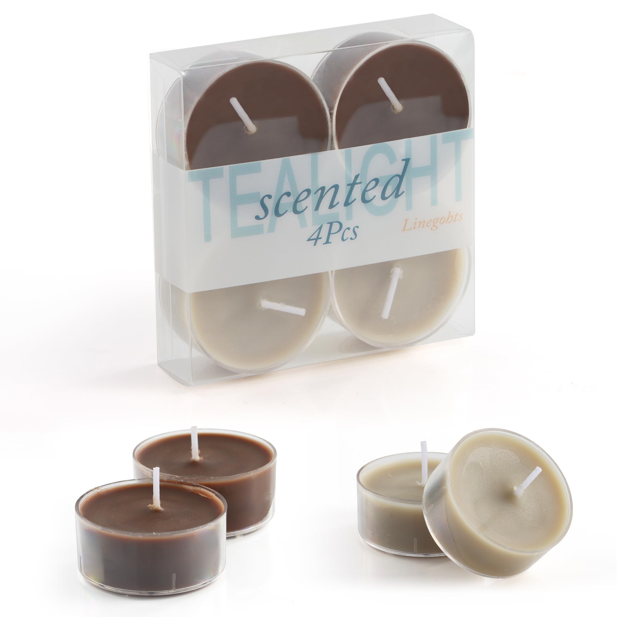 Linegohts Assorted Scented Tea Light Candles - 4Pcs Soy Wax, 4 Hours Burn Time, Perfect For Weddings, ValentineS Day, And Parties
