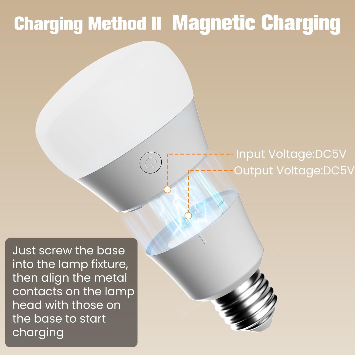 SCOPOW 2IN1 Rechargeable Light Bulb - Magnetic & USB, Remote Control, Warm Yellow, E26, Model T888