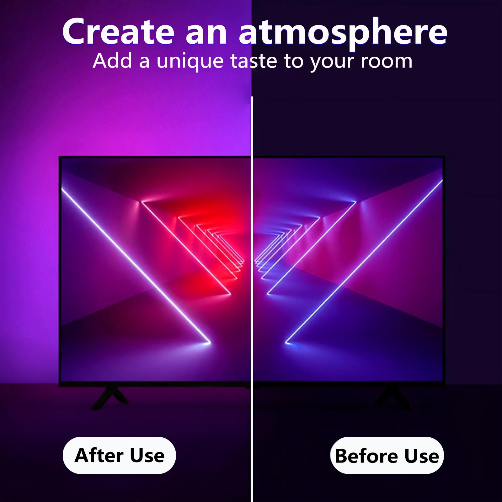 httpsmp TV Backlights, 13.1FT LED Strip Lights, RGB Music Sync, Bluetooth & Remote Control for 32in-65in TVs, Multicolor