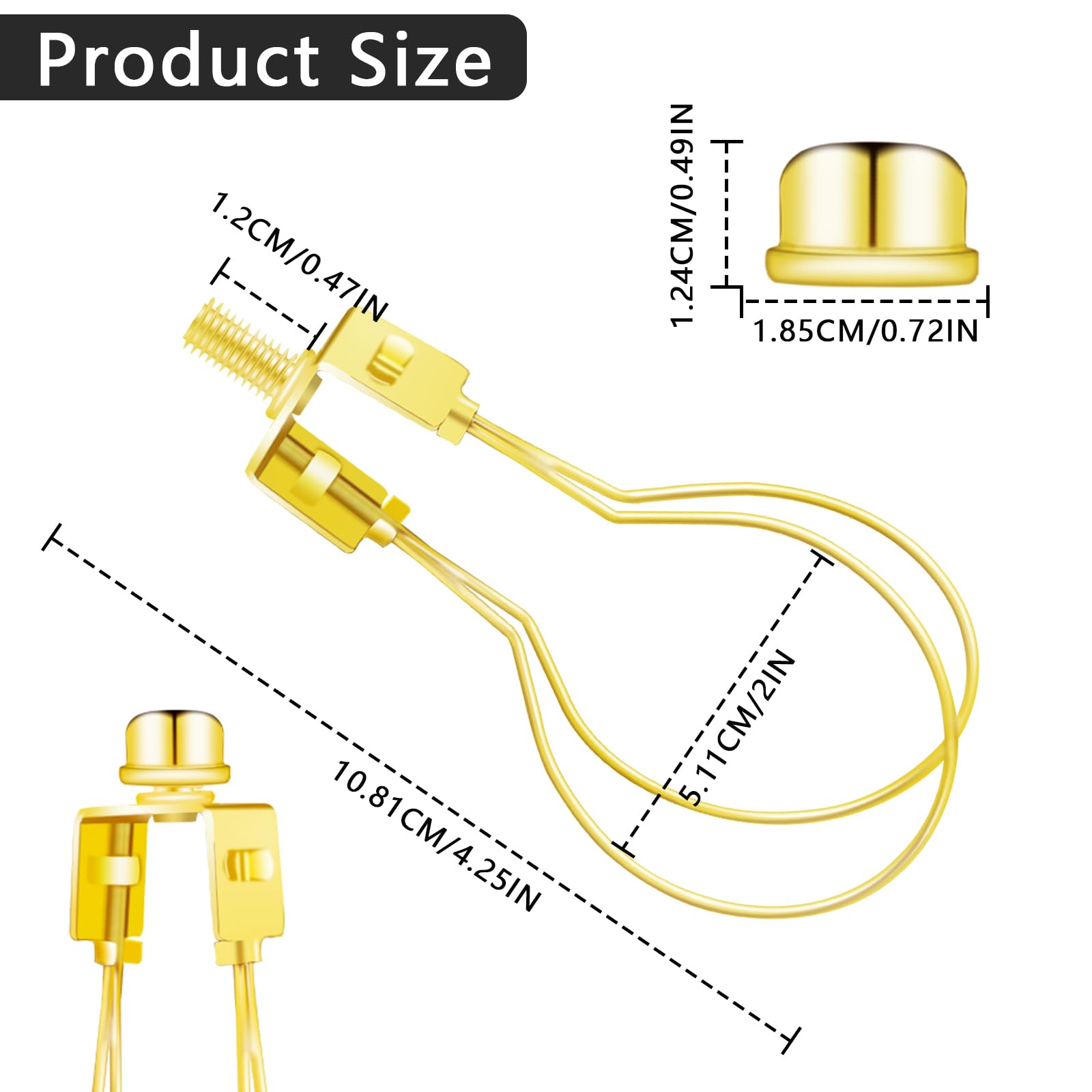OXDFK 2 PCS Lamp Shade Clip Adapter Kit, Includes Finial & Levellers, Gold, Model OXDFK