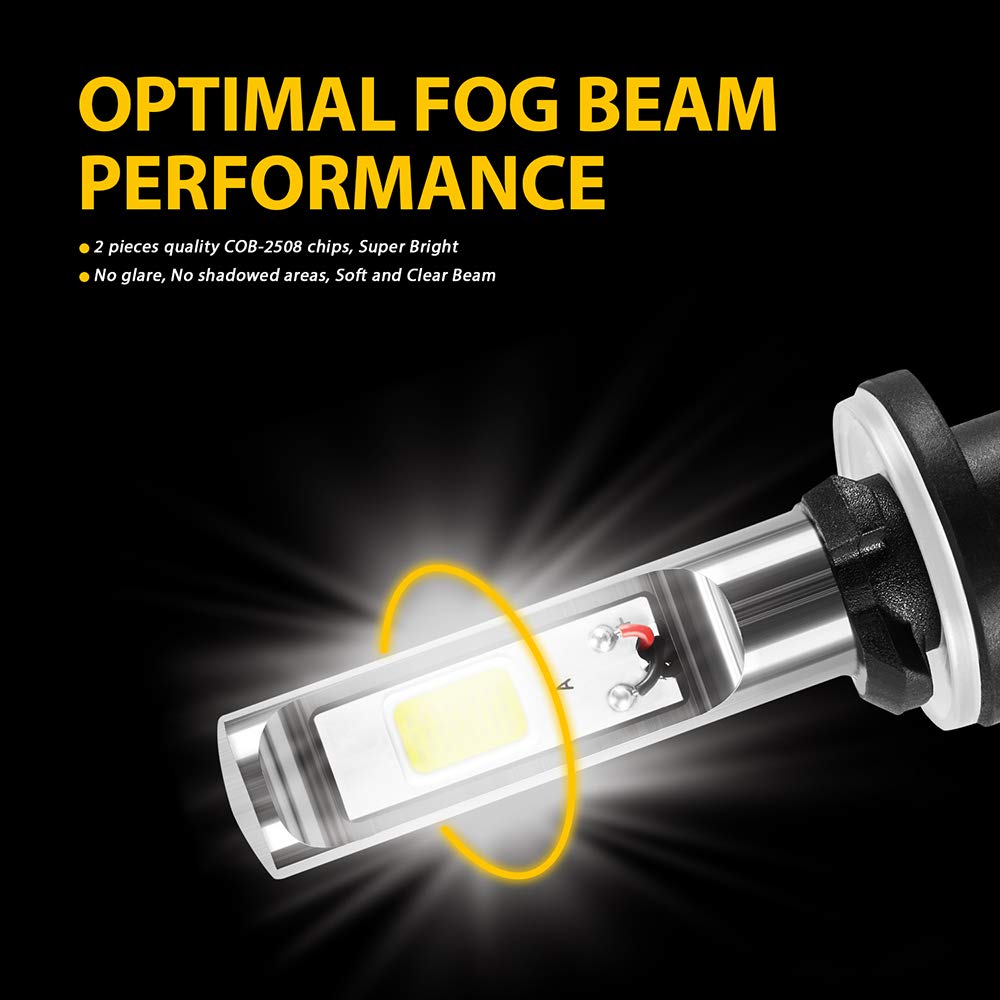 Auxlight 880 890 899 892 893 884 885 Led Fog Light Bulbs 6000K Xenon White, Super Bright High Power Cob Chips Led Fog Daytime Running Lights Drl Bulbs Replacement For Cars, Trucks (Pack Of 2)