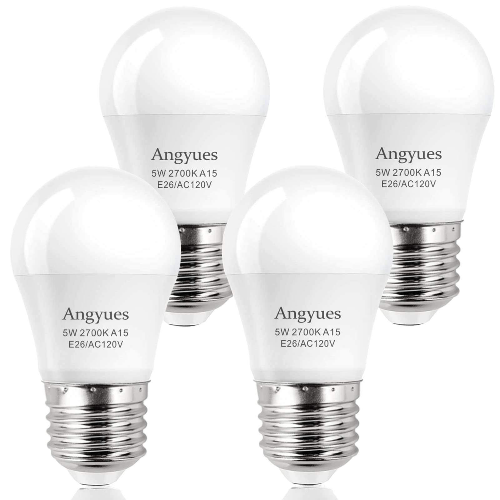 Angyues Led Bulb 120V 40W Equivalent Light Bulb, A15 Led Bulb Warm White 2700K Energy Saving Bulb, E26 Medium Screw Base Suitabl