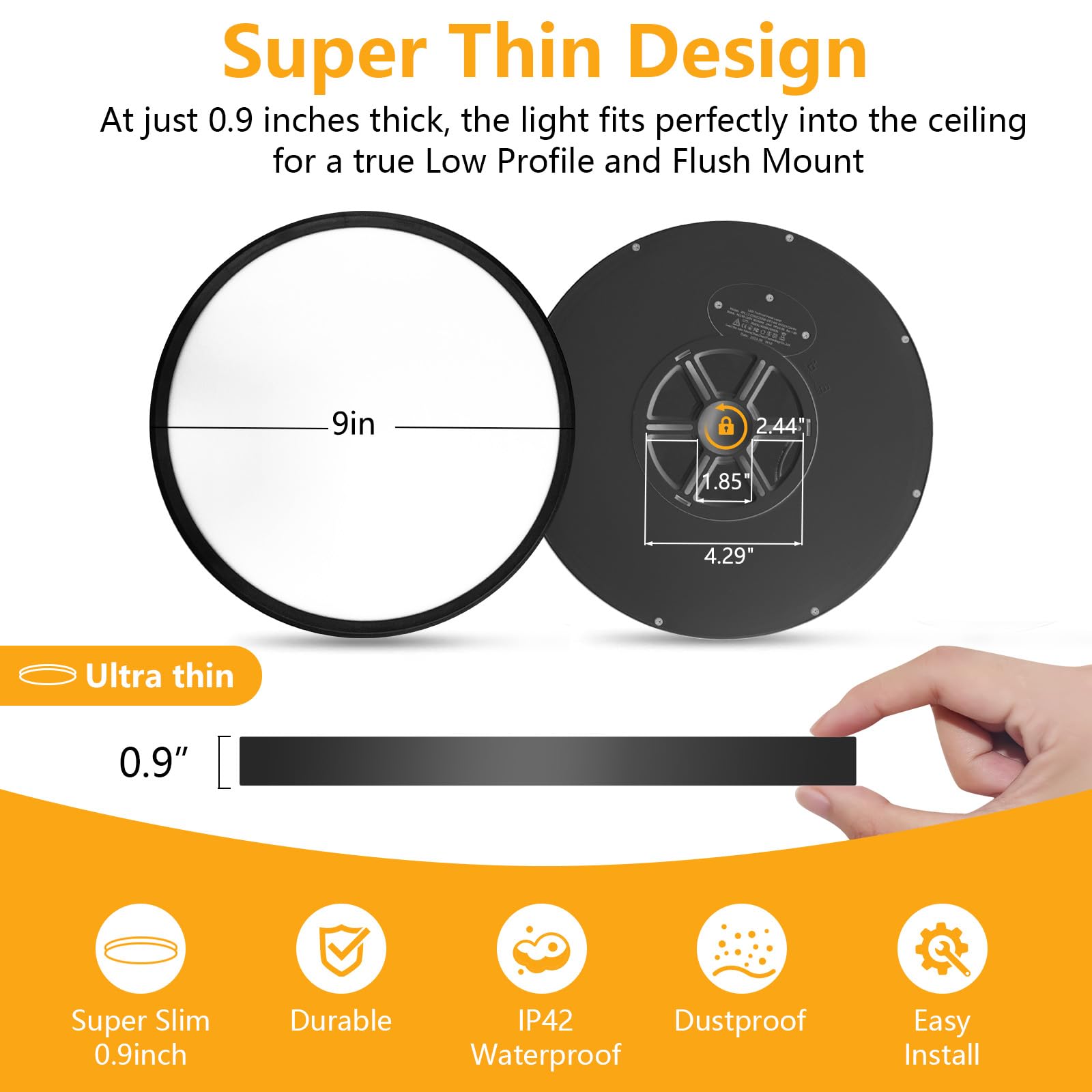 Rledpztx Led Flush Mount Ceiling Light,9 Inch 18W 1860Lm,3000K/4000K/6000K 3Cct Selectable, Round Modern Flat Panel Super Slim L