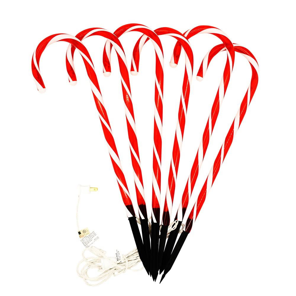 Joiedomi 17'' Christmas Candy Cane Pathway Lights, 6 Packs Outdoor Christmas Stakes Lights With 36 Warm White Lights For Holiday