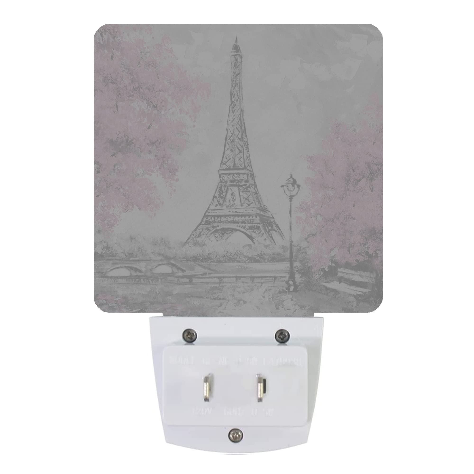 Smoaffly LED Night Light - Eiffel Tower Paris Pink Flower, Auto Sensor, Dusk-to-Dawn, Home Decor for Nursery, Model XD-FXYD-LST04