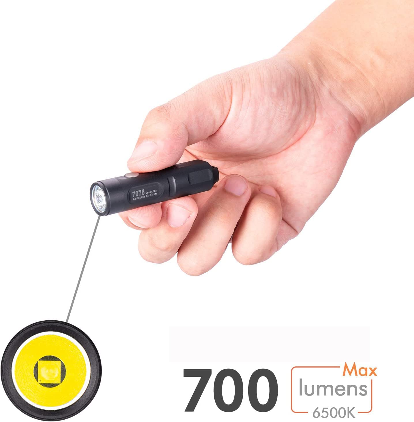 RovyVon Aurora A3 Pro EDC Flashlight, 700 Lumen, 5 Modes, Micro USB Rechargeable, Aluminum, Black