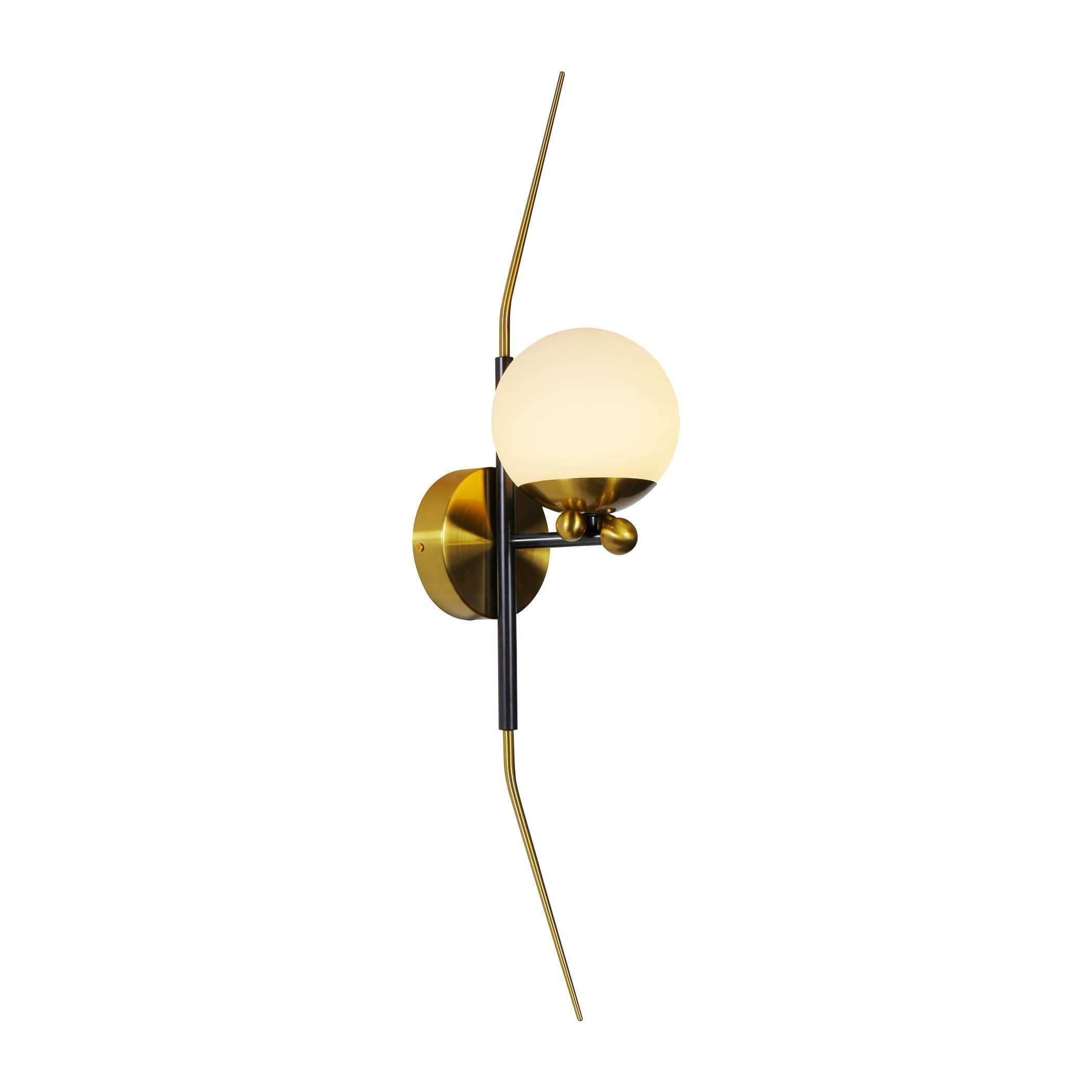 VONN Wall Sconce Light Fixture, 6in Integrated LED, Glass Shade, Antique Brass, Model VAW1121AB