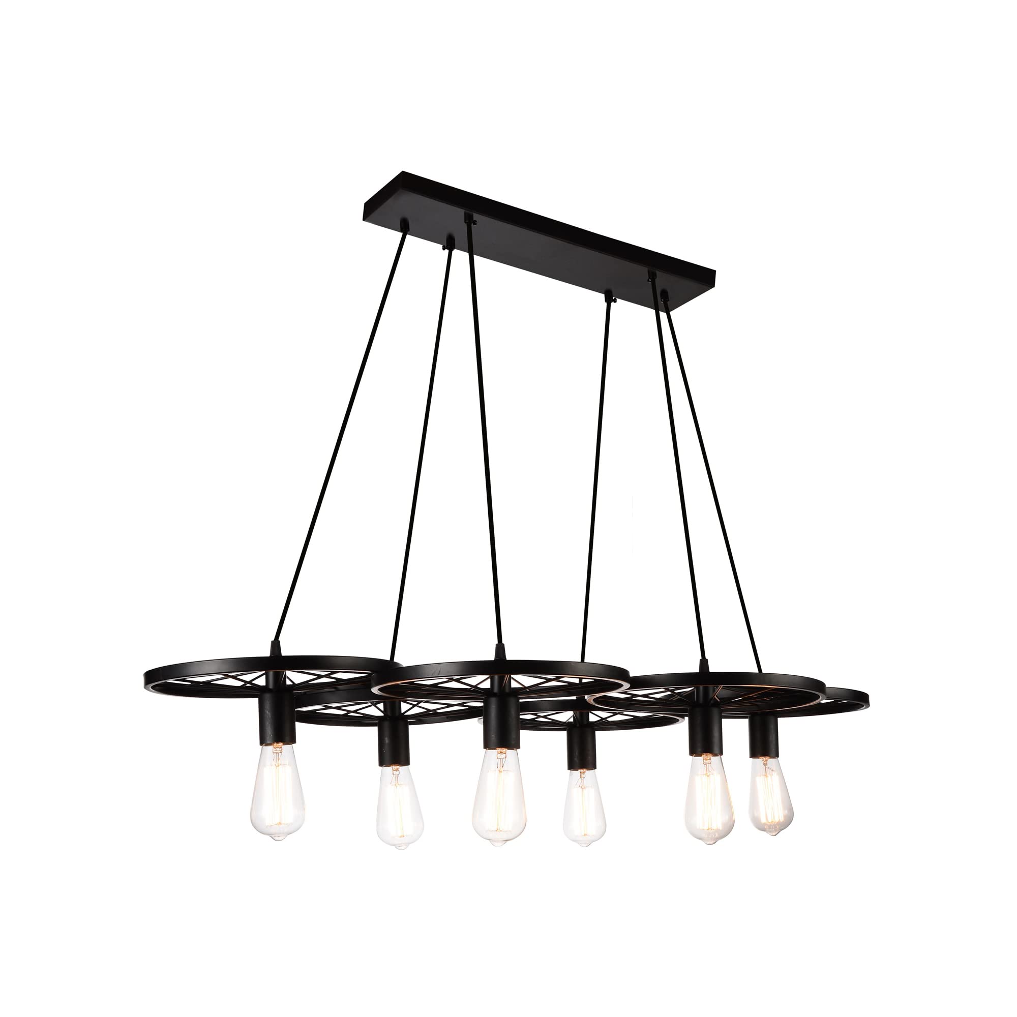 CWI Lighting Ravi 6 Light Down Contemporary Metal Chandelier in Black