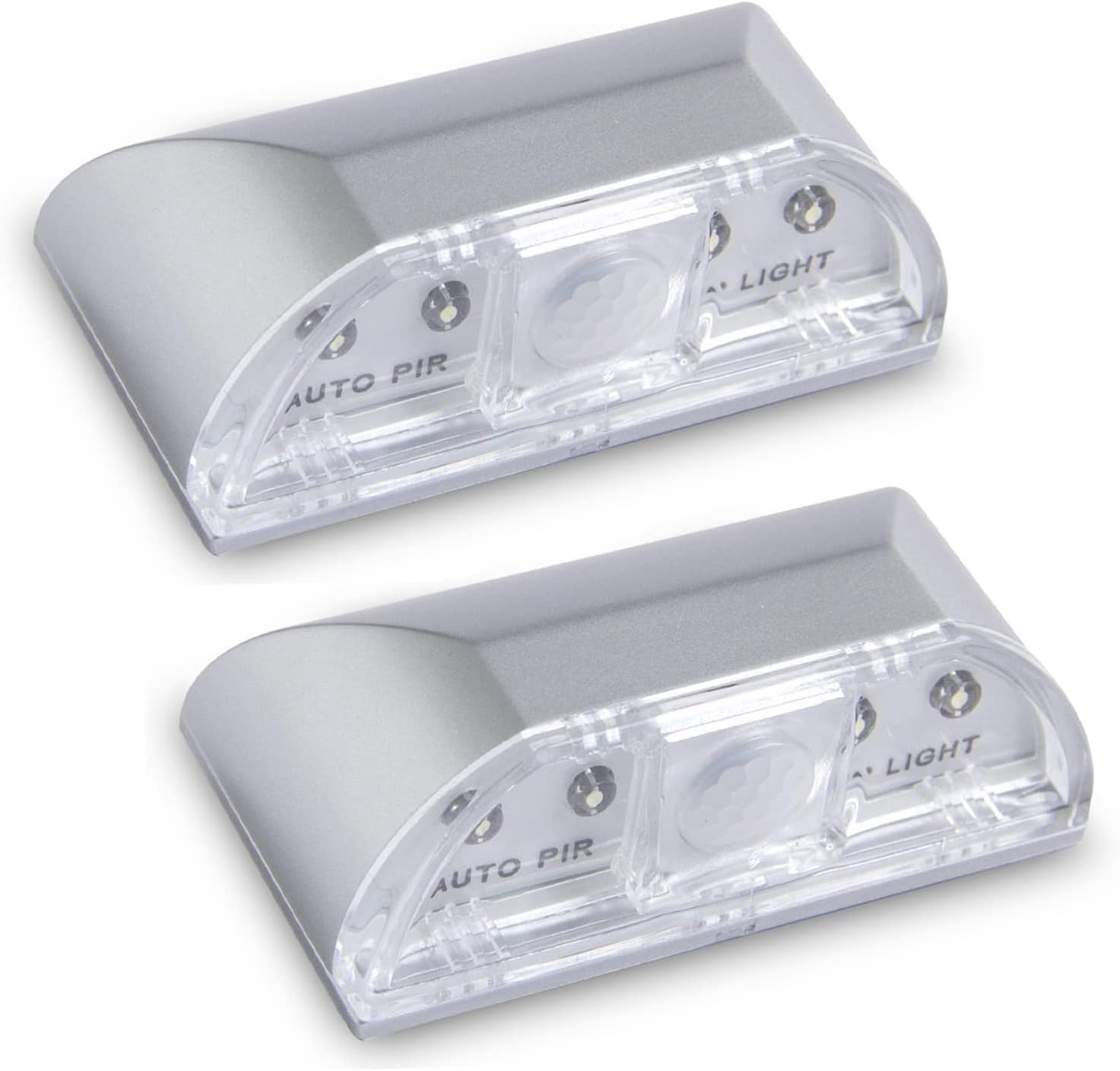 Key Light Door Lights  Small Motion Sensor Light with 4 LED Bulbs  Battery Powered Night Lights for Hallway  Stairway  Kitchen  Closet  Bedroom (2 Pack Silver)