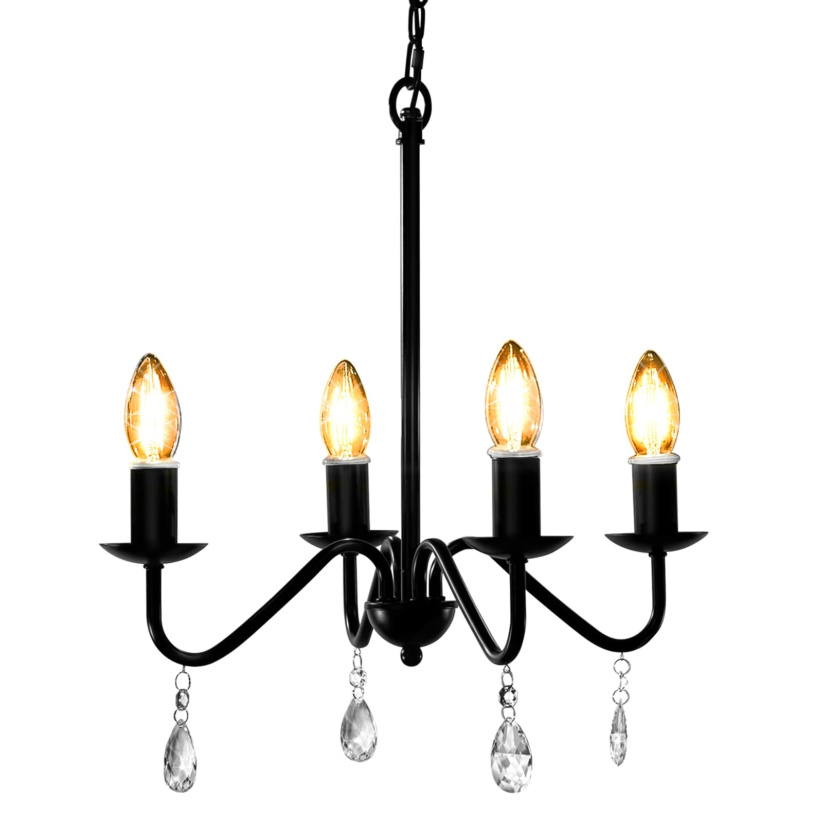 Brink House Black Farmhouse Outdoor 4 Light Plug-In Chandelier H15   Xw17   , Curved Black Arms, And Low Voltage Ip65 Water Resi
