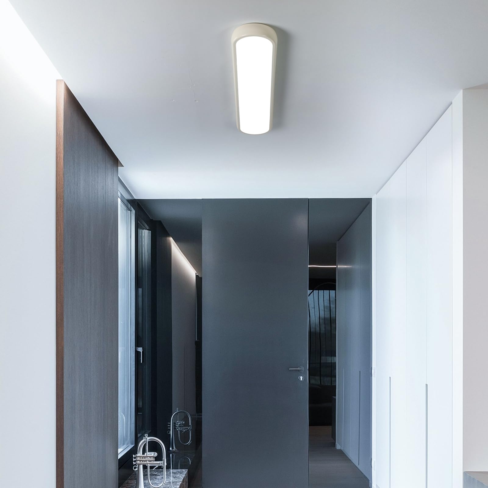 Qcyuui Dimmable Led Ceiling Light With Remote 39.4 In Long Ceiling Light Fixture Modern Flush Mount Ceiling Lamp Kitchen Lighting Fixtures Ceiling For Office Bedroom Hallway(Cream/48W)