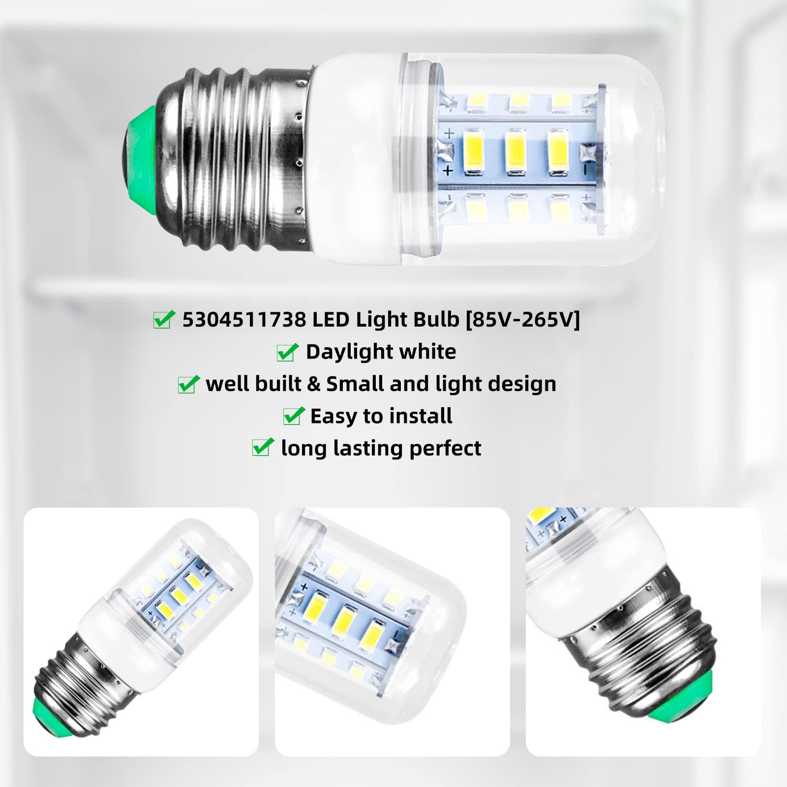 Niahm 5304511738 Refrigerator Light Bulb - 3.5W LED Replacement for Frigidaire Electrolux - White - 1 Piece