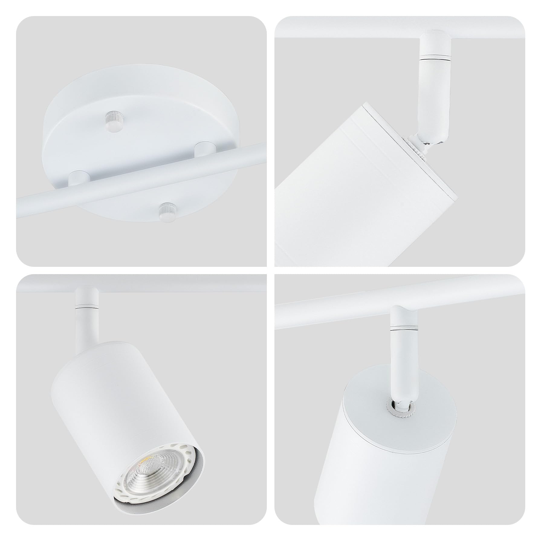 Vonluce 8 Light Track Light Fixture  Led Track Lighting Kit With Rotatable Heads  3-Color Gu10 Bulbs Included  Modern Ceiling Spotlight For Kitchen Office Closet Studio Bedroom  White
