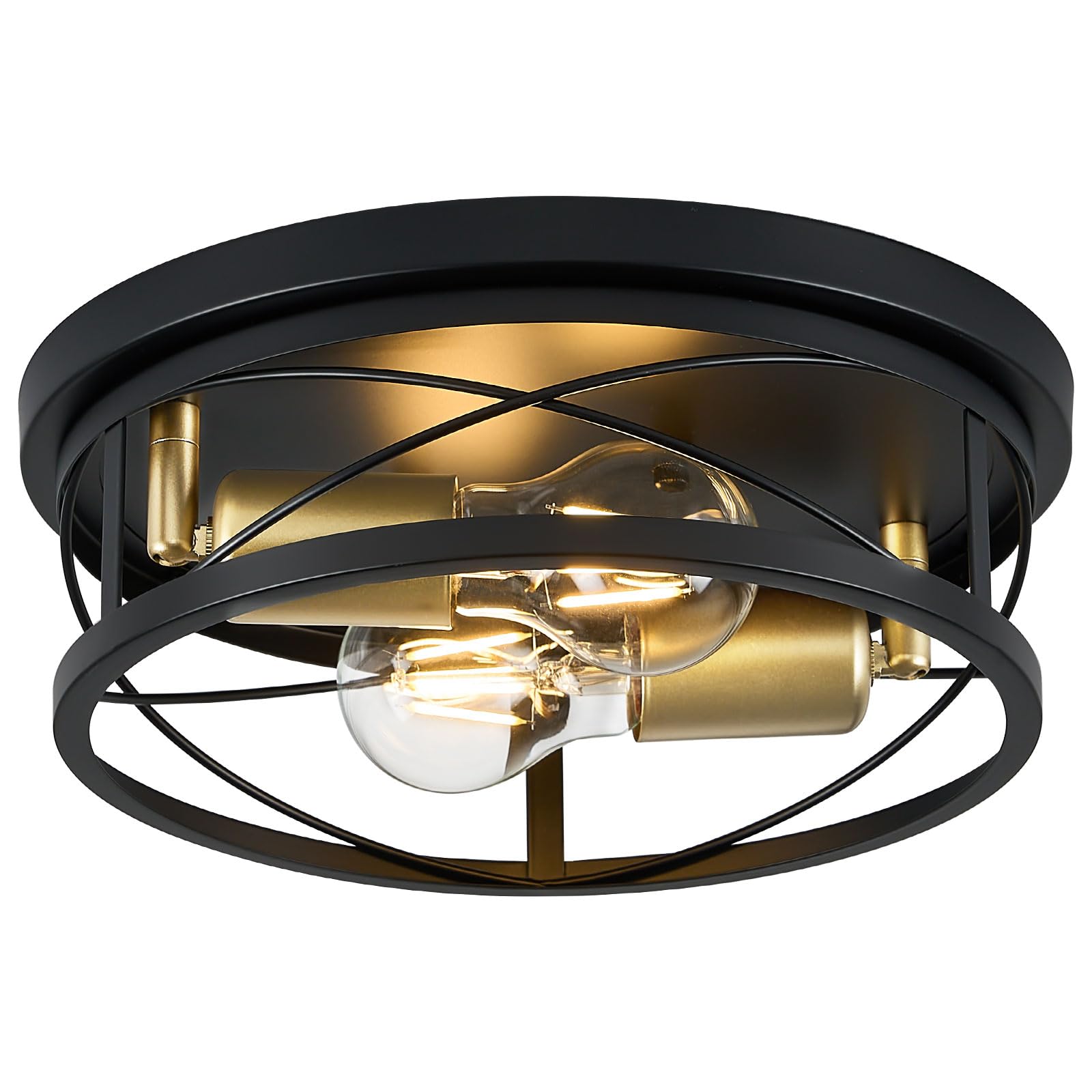 Violoemi Farmhouse Lights Black And Gold Industrial Flush Mount Ceiling Light  Ceiling Lamp Farmhouse Lighting Fixture For Hallway  Bedroom  Kitchen  Entrance  2-Light