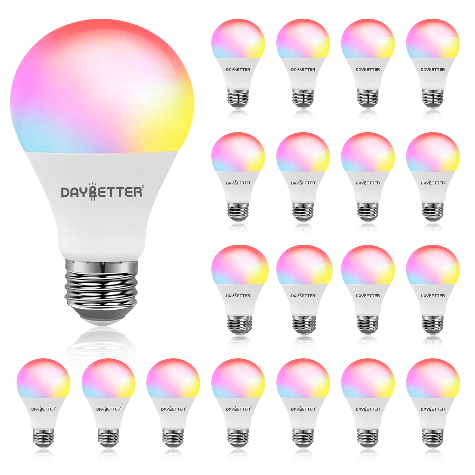 Daybetter Smart Light Bulbs, Rgbcw Wifi Color Changing Led Bulbs, Smart Bulbs That Work With Alexa & Google Assistant, A19 E26 9