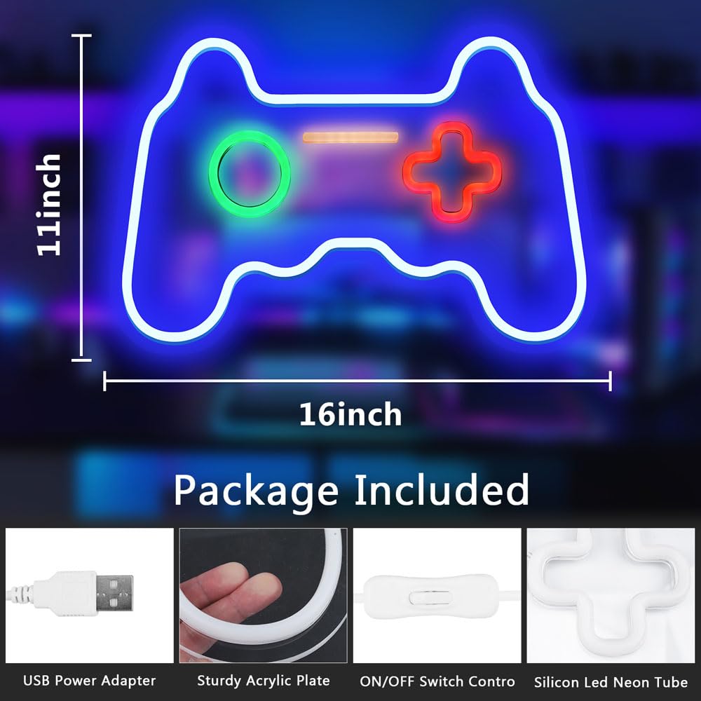 Qusea Gaming Neon Sign - Gamepad Shape Light for Gamer Room Decor - Acrylic - Model Dengpai - Color Gamepad-0