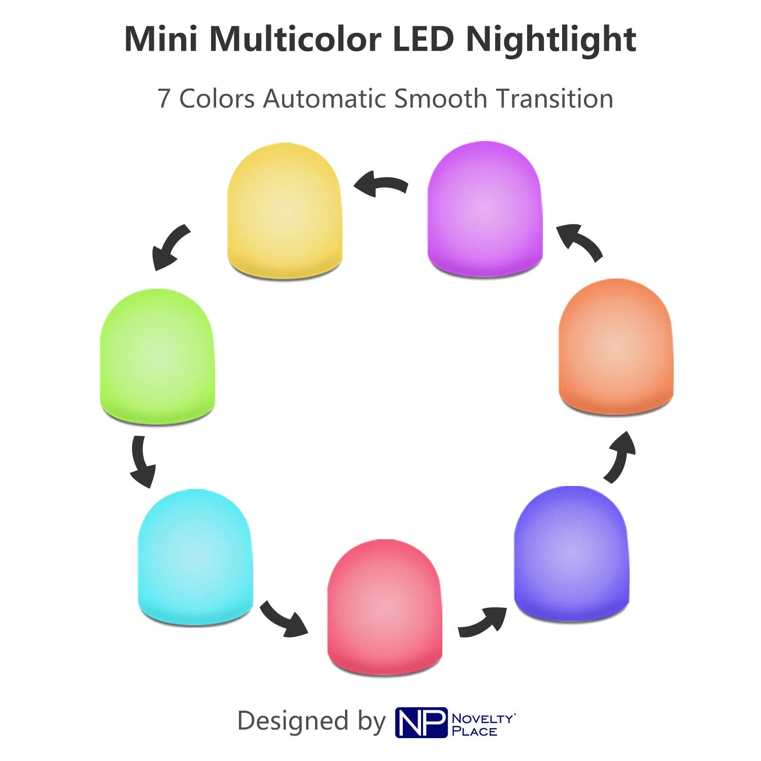 Novelty Place Color Changing Mini Nightlight - Multicolor Led Mood Light For Kids & Home (12 Pack)