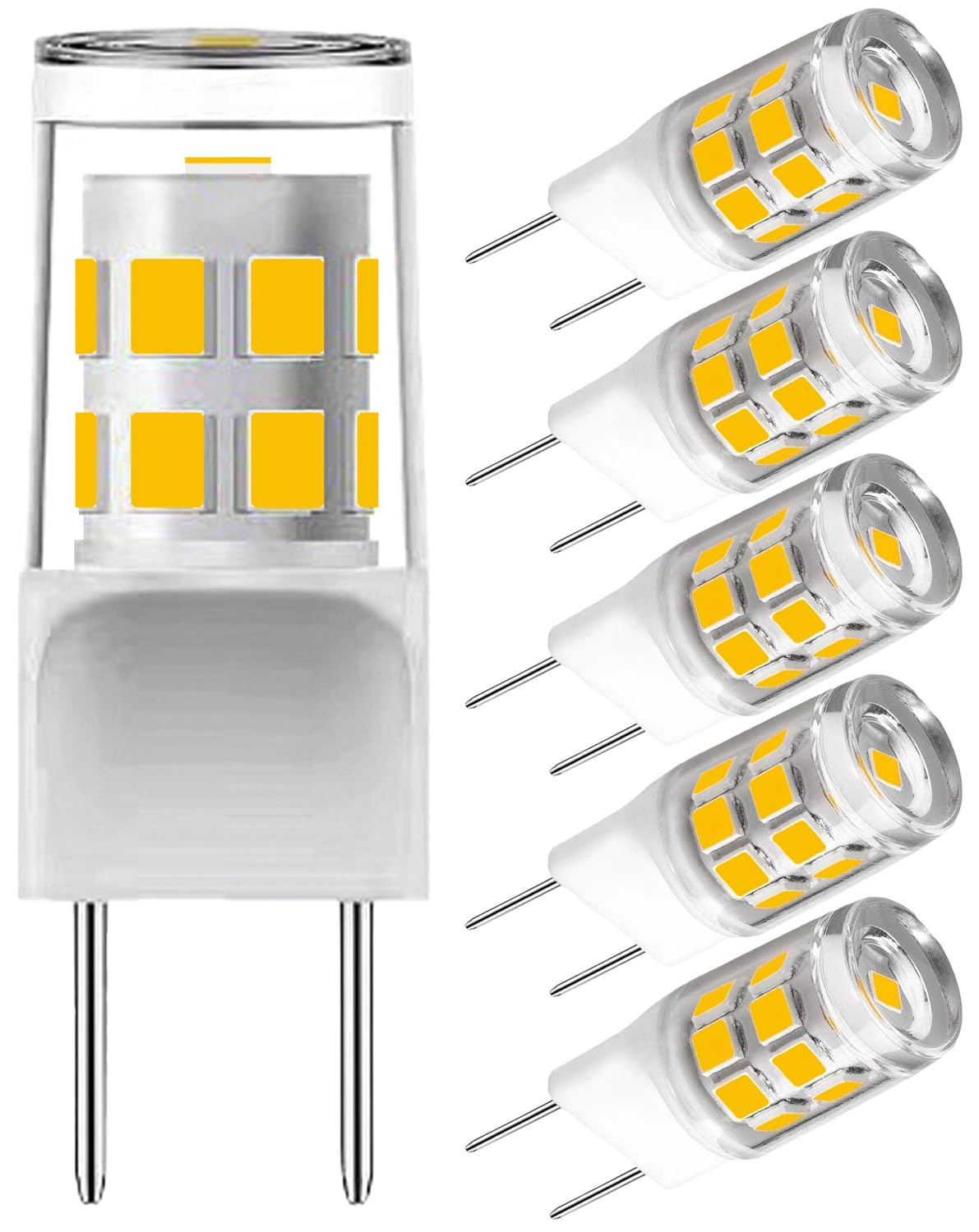 G8 Led Bulb,T4 3W Replacement For 20-25W Halogen Bulb,Warm White 3000K,Gy8.6 Jcd Type Bi-Pin Base,120V,Puck Light Bulb,For Ge Mi