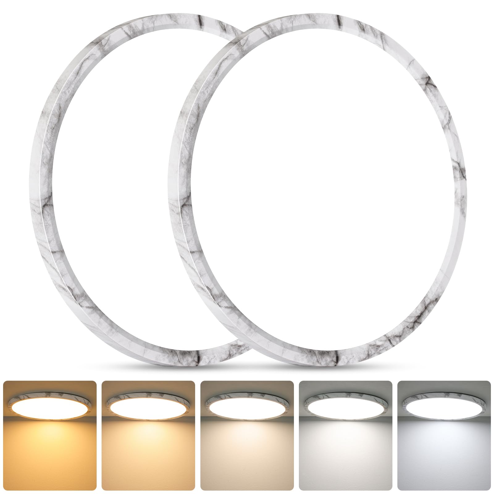Brightever 12 Inch Led Flush Mount Ceiling Light Fixture, 24W 3200Lm Super Slim 0.67 Inch, Dimmable & 2700K-6500K 5 Color Adjust