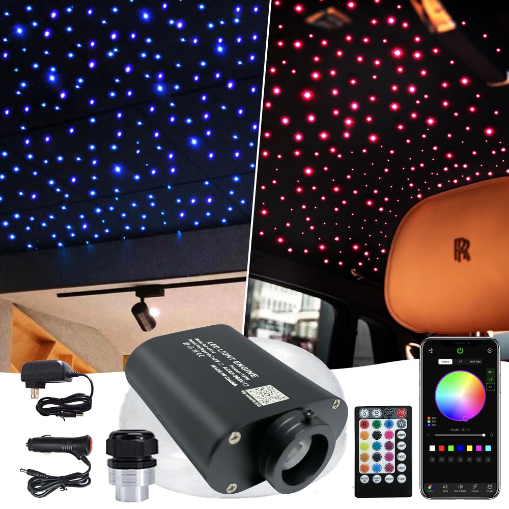 Firework 16W RGBW Fiber Optic Lights Kit, 420pcs (0.03in+0.04in+0.06in), 9.8ft/3m,
