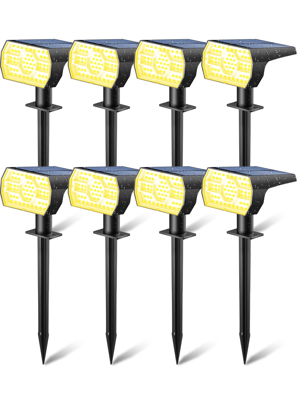 Kaxiida Solar Spot Lights, IP68 Waterproof, 56 LEDs, Warm White, 8 Pack, well-made ABS Plastic, Model CPD-23