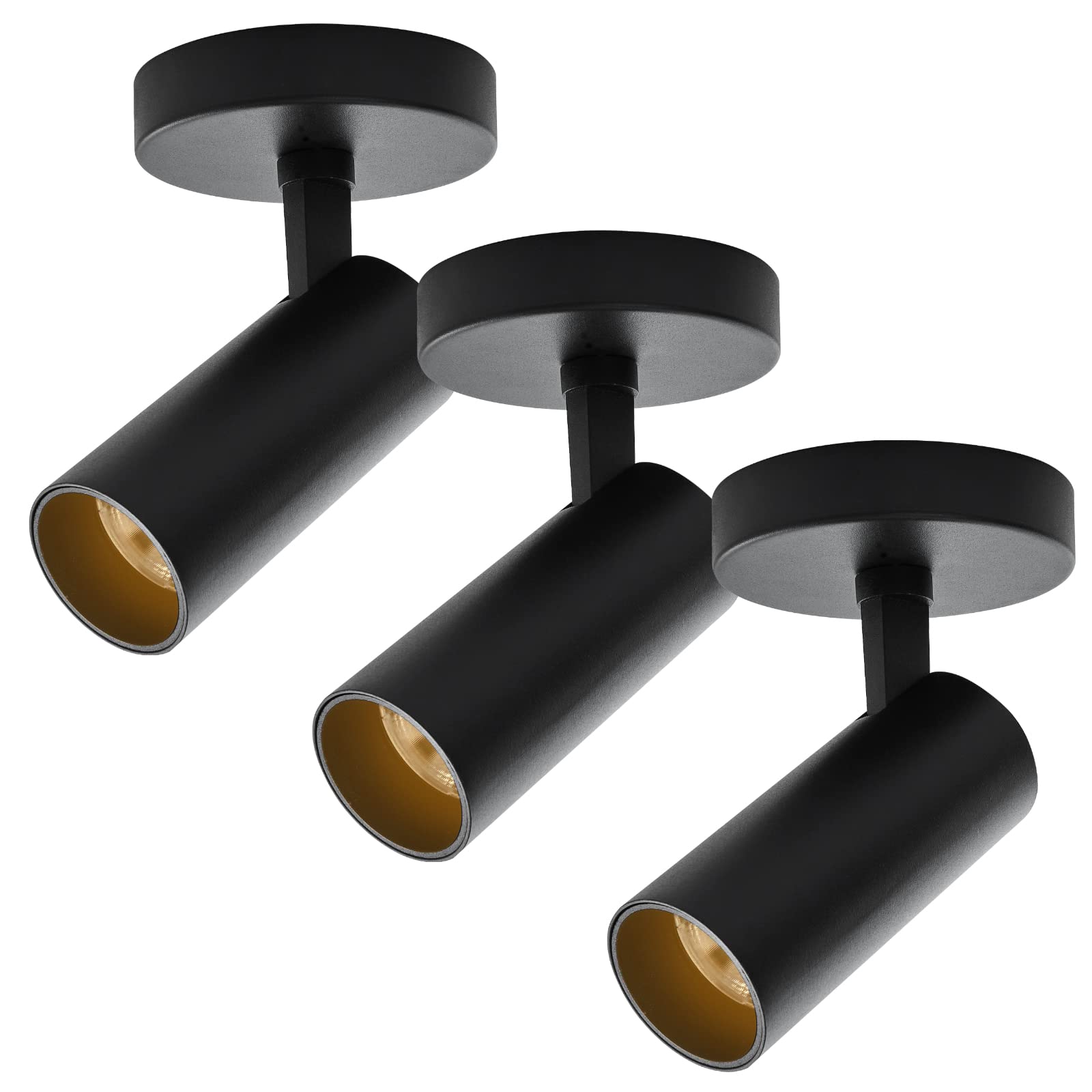 JARLSTAR LED Ceiling Spotlight 5CCT 2700K/3000K/3500K/4000K/6000K Selectable Dimmable,Spot Lights Indoor Adjustable Flush Mount Lights Fixture 12W CRI 90+ Tilt Angle Accent Lighting, Black, 3 Packs