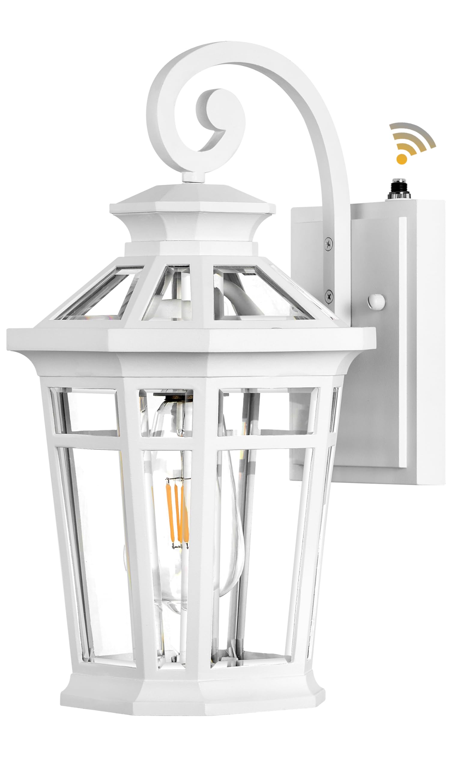 OPAXIS Dawn to Dusk Outdoor Light Fixture, White Front Porch Lights Wall Mount, Exterior Sconce Light with E26 Socket, Anti-Rust