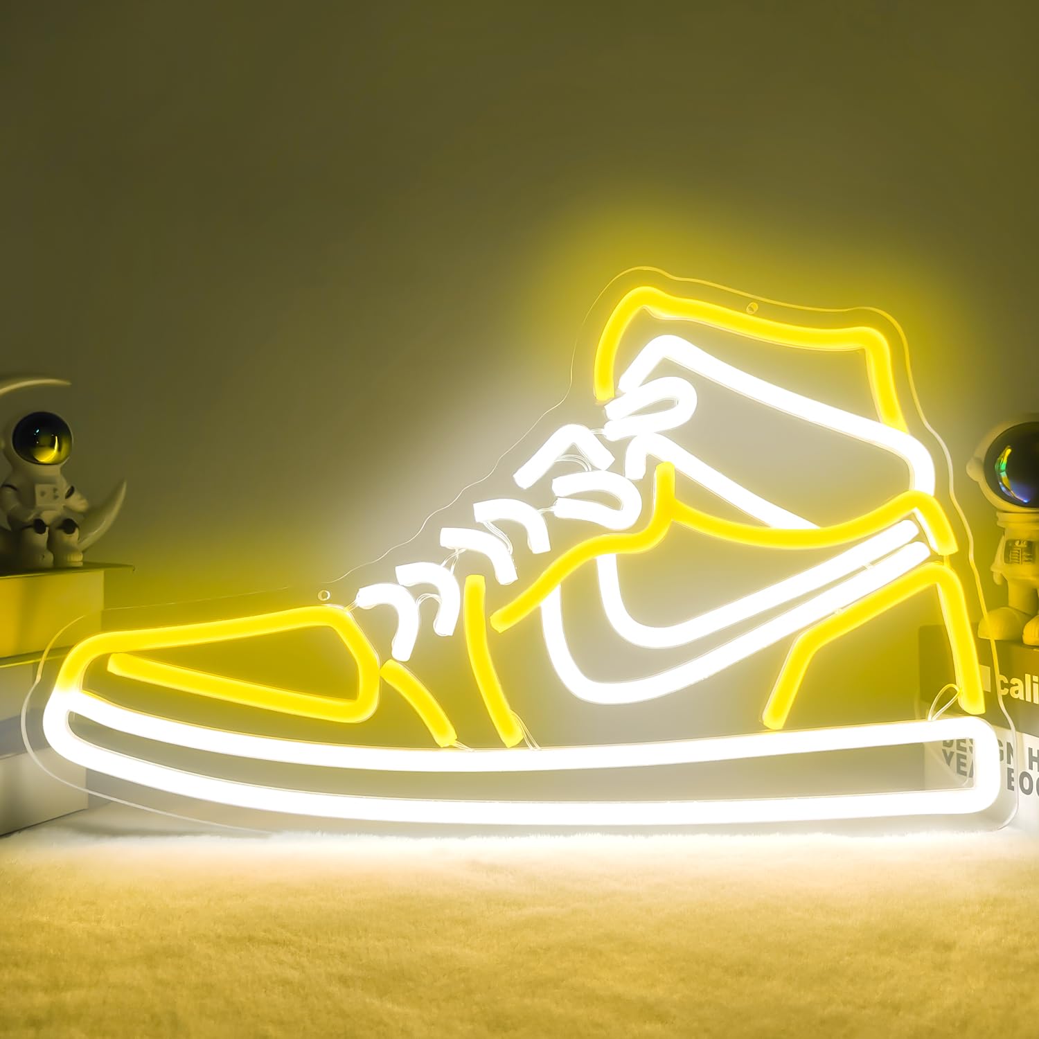 JianJung Neon Sign Sports Shoe Wall Decor LED Light Yellow Acrylic for Bedroom Man Cave Party Pub